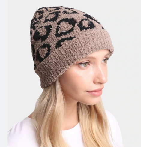 A photo of the Leopard Comfy Luxe Beanie product