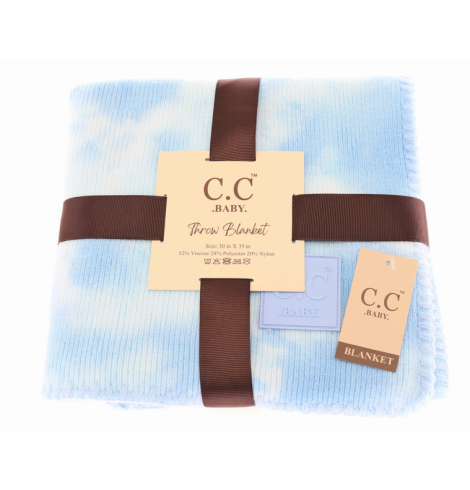 A photo of the Tie Dye Baby Blanket In Baby Blue product
