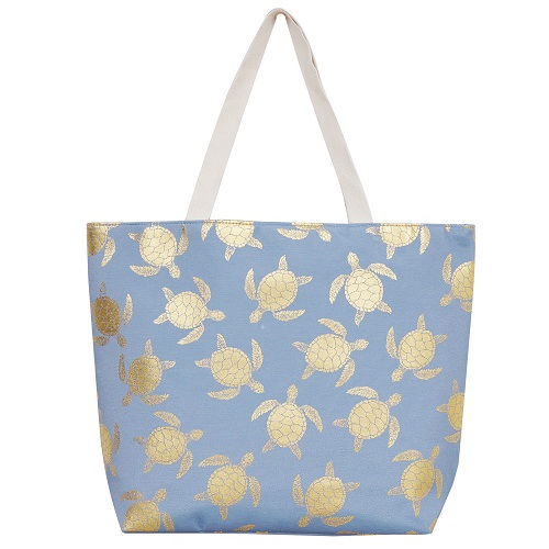 A photo of the Sea Turtle Tote In Mint Blue product