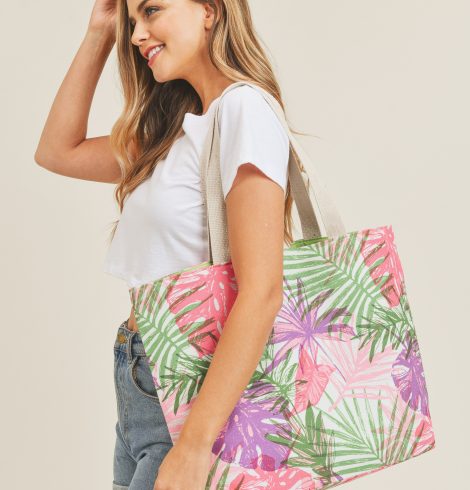 A photo of the Palm Leaf Tote In Purple product