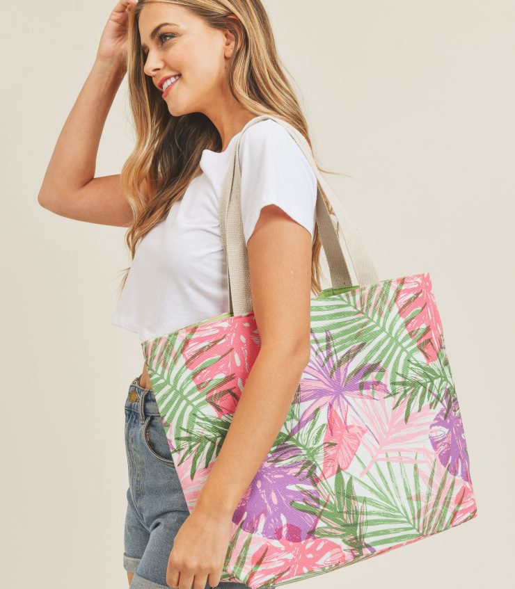 A photo of the Palm Leaf Tote In Purple product