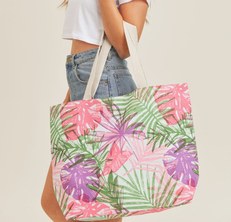 A photo of the Palm Leaf Tote In Purple product