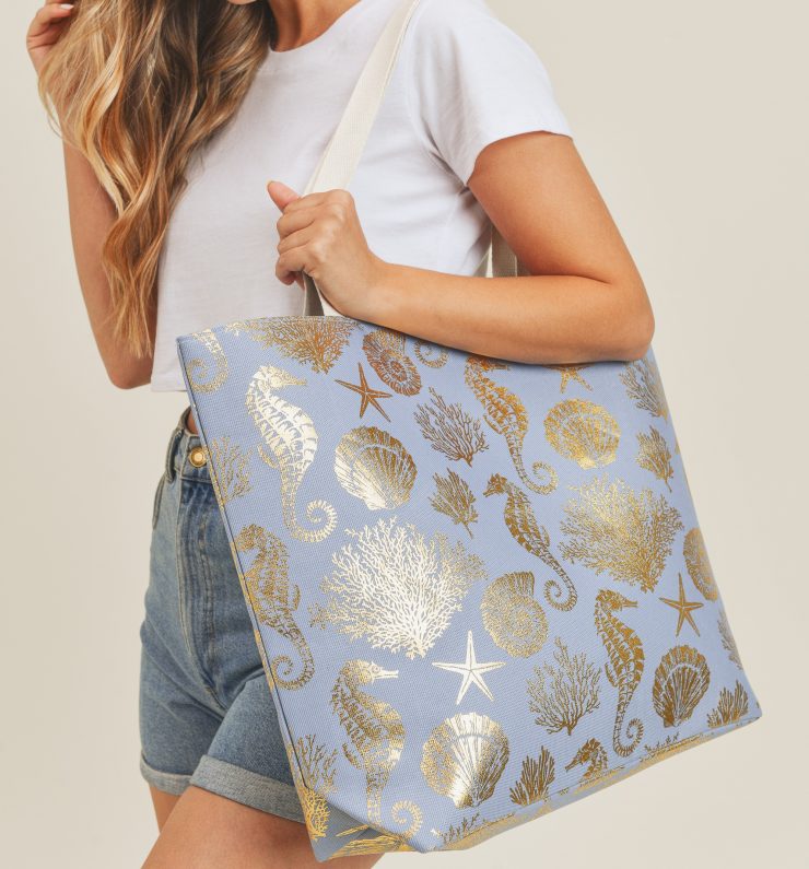 A photo of the Sea Life Tote In Blue product