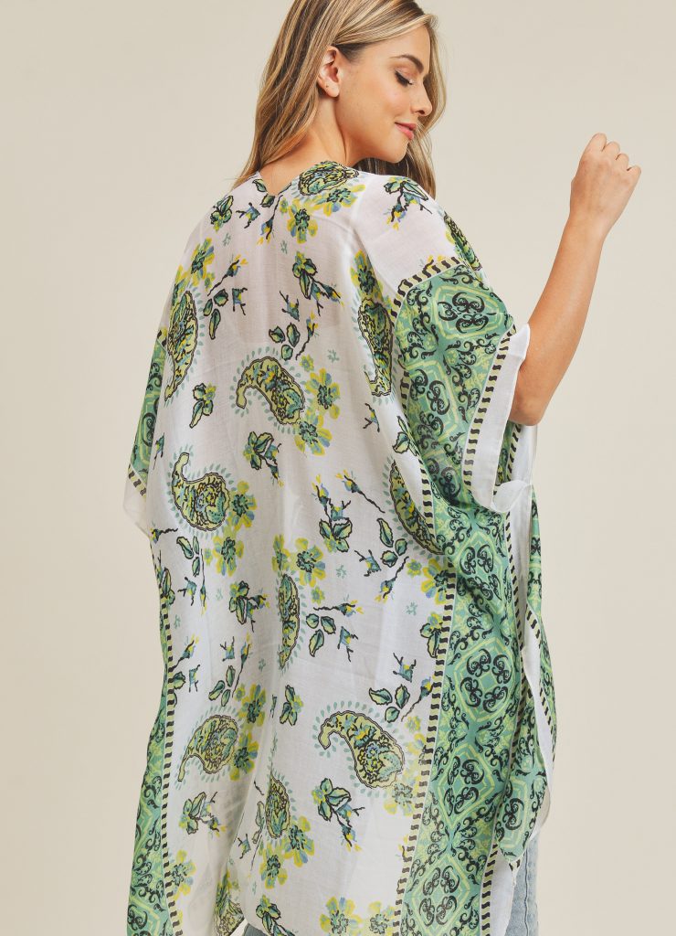 A photo of the Green Paisley Kimono product