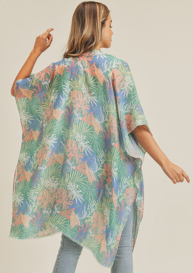 A photo of the Pastel Palm Leaf Kimono product