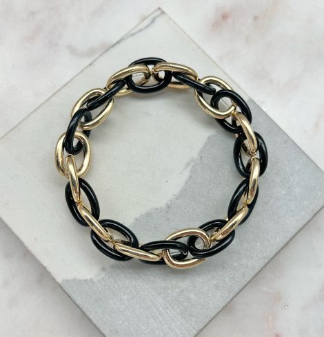 A photo of the Black & Gold Link Stretch Bracelet product
