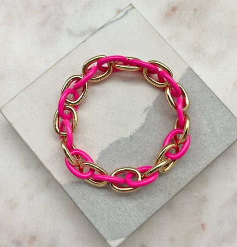 A photo of the Pink & Gold Link Stretch Bracelet product