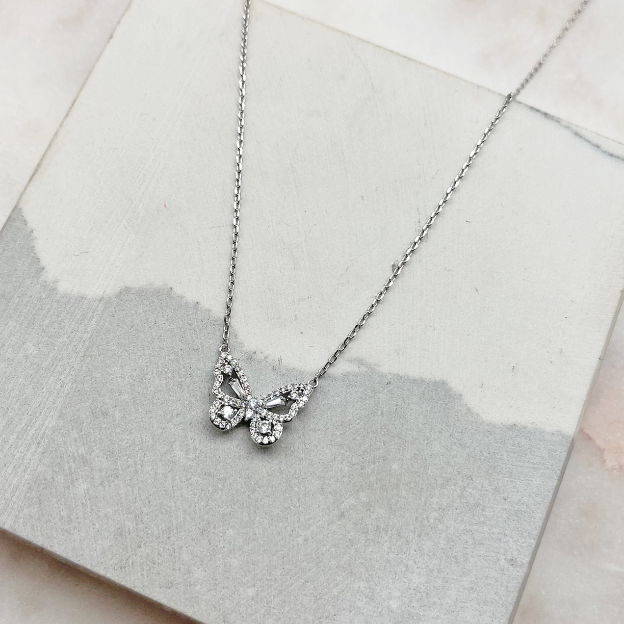 Butterfly necklace rhinestone deals