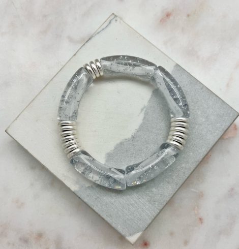 A photo of the Tube Stretch Bracelet In Clear product