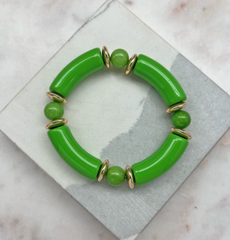 A photo of the Tube Stretch Bracelet In Green product