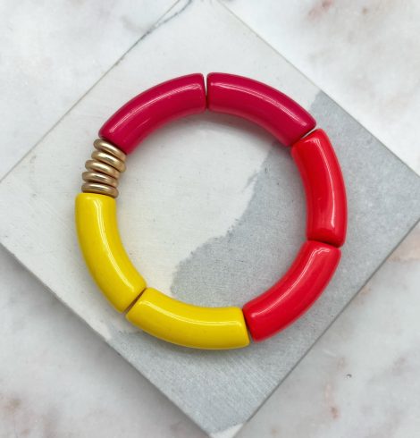 A photo of the Tube Stretch Bracelet In Strawberry Lemonade product