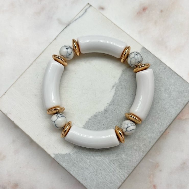 A photo of the Tube Stretch Bracelet In White product