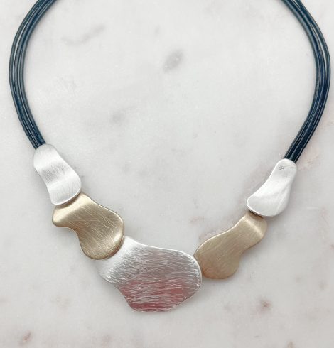 A photo of the Brushed Metal Necklace In Black product