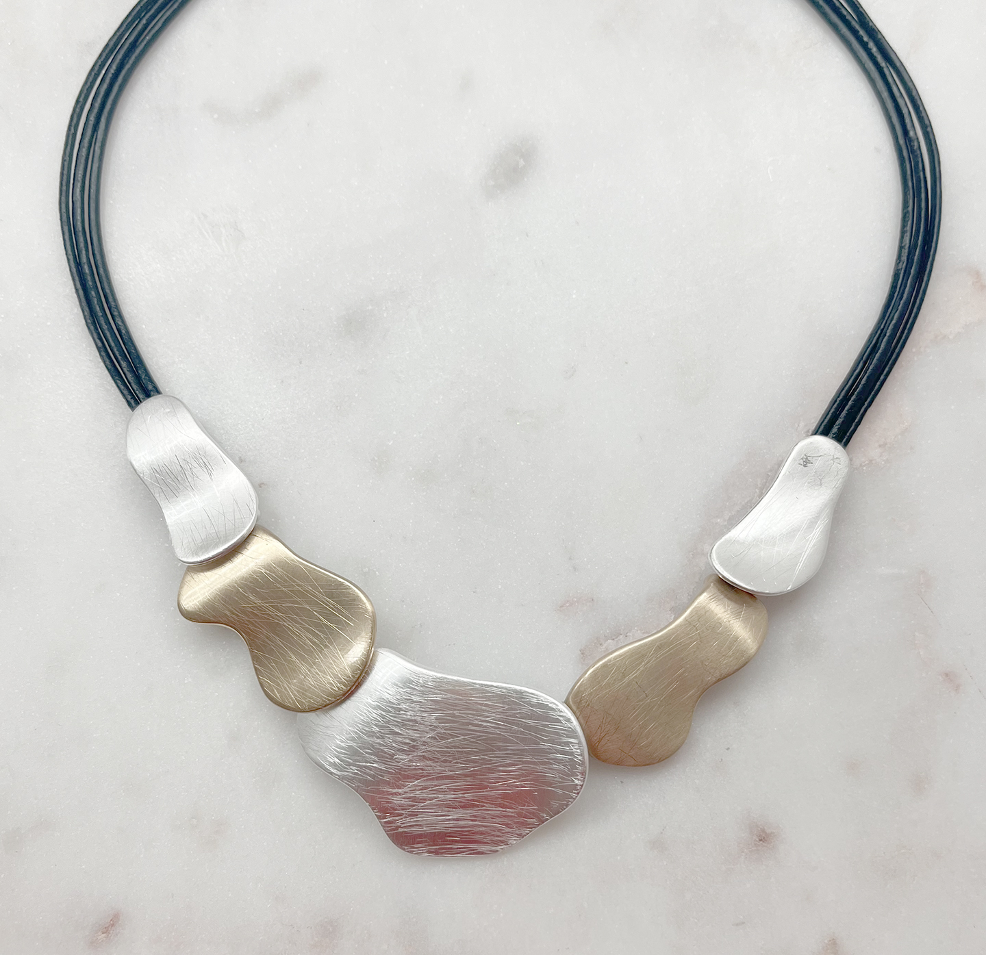 Brushed Metal Necklace In Black Best of Everything Online Shopping