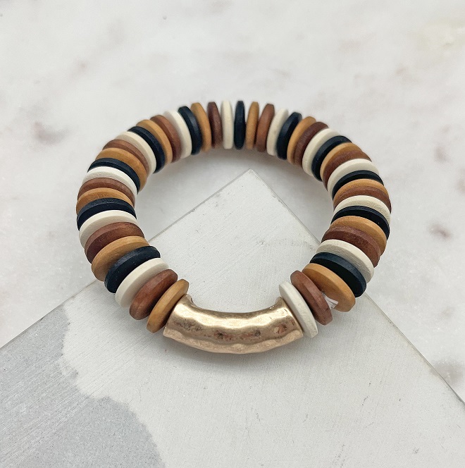 A photo of the Wood Beaded Bracelet In Multi product