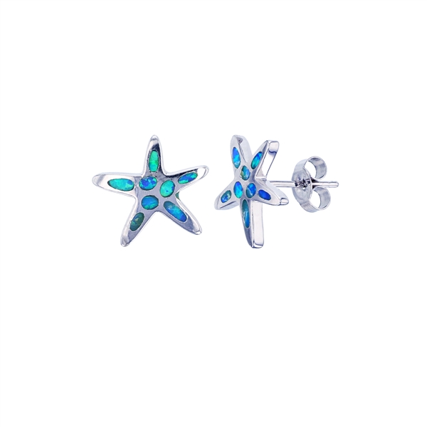 A photo of the Blue Opal Starfish Earrings product