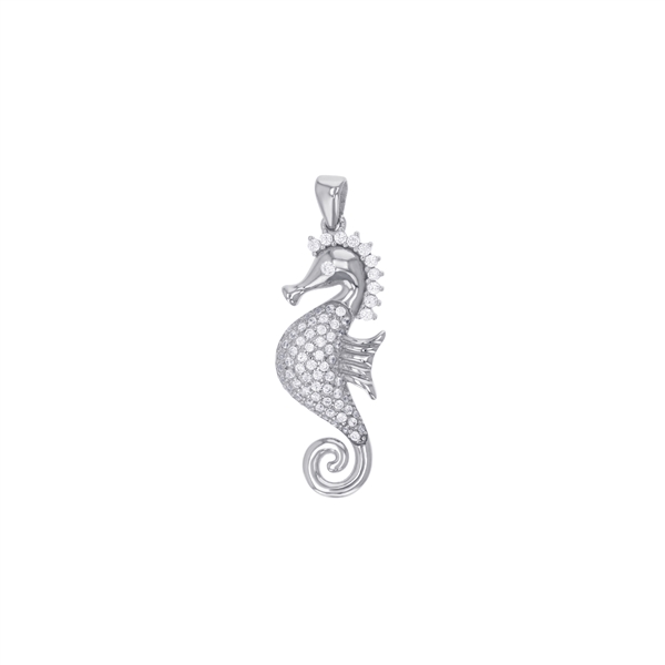 A photo of the CZ Swirl Seahorse Pendant product