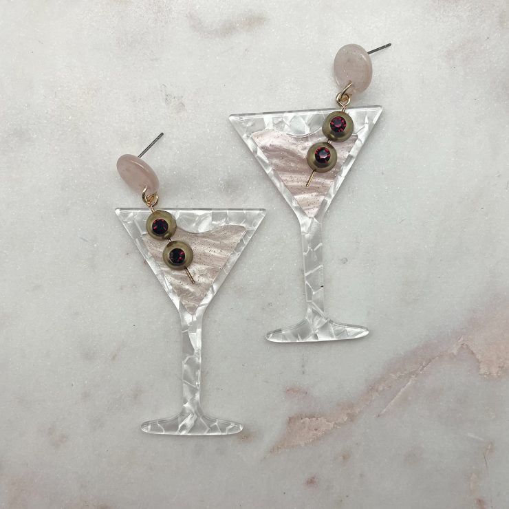 A photo of the Martini Earrings In Pink product