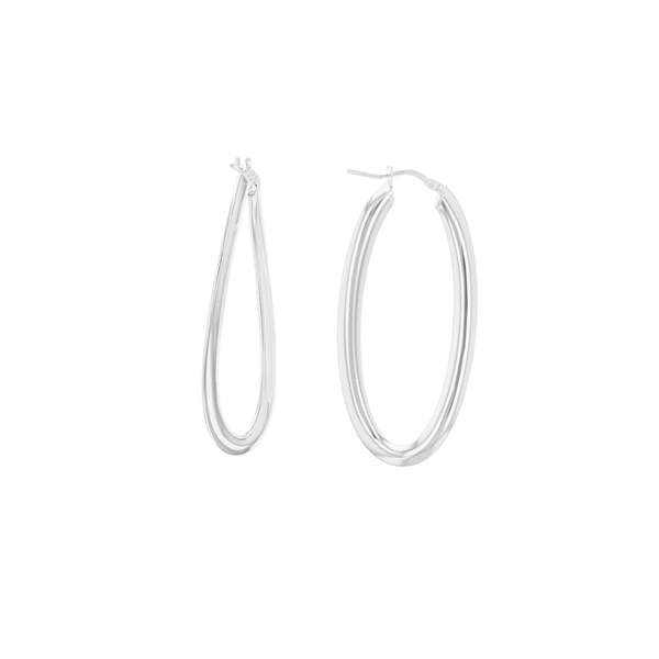 A photo of the Sterling Silver 45mm Curved Hoop Earrings product