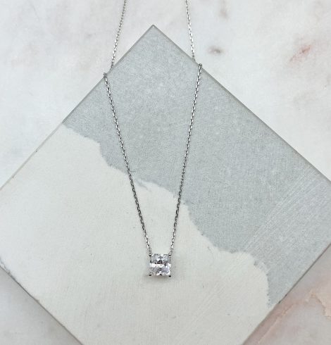 A photo of the Square Solitaire Necklace product
