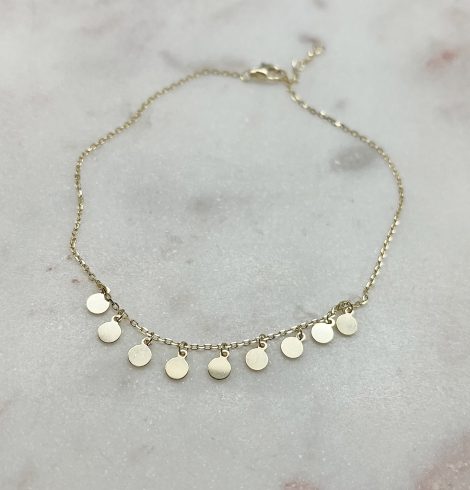 A photo of the Sterling Silver Gold Tone Round Discs Anklet product