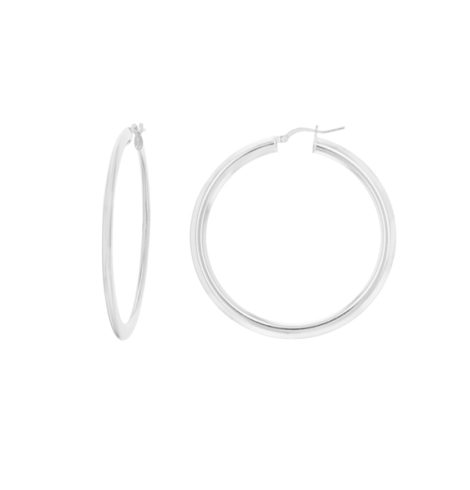 A photo of the Sterling Silver 40mm Flat Hoop Earrings product