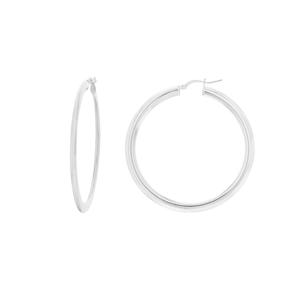 A photo of the Sterling Silver 40mm Flat Hoop Earrings product
