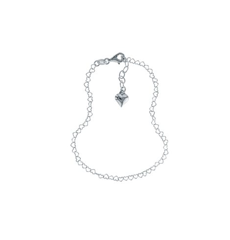 A photo of the Sterling Silver Open Heart Link Anklet product