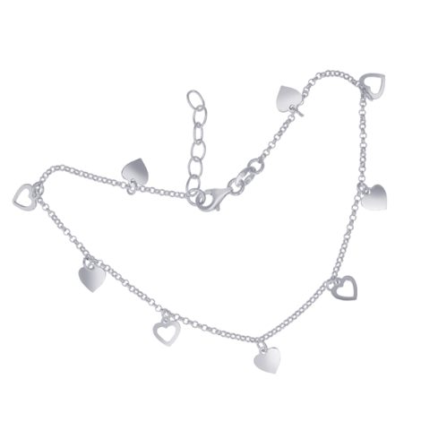 A photo of the Sterling Silver Heart Charm Anklet product