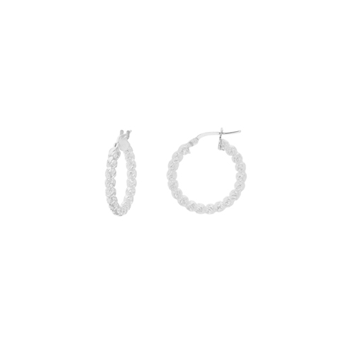 A photo of the Sterling Silver 15mm Beaded Hoop Earrings product