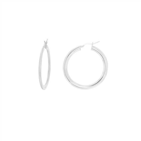 A photo of the Sterling Silver 15mm Flat Hoop Earrings product