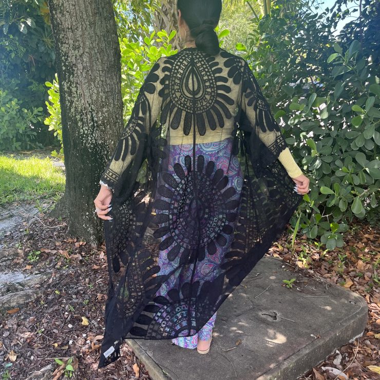A photo of the Lace Kimono In Black product