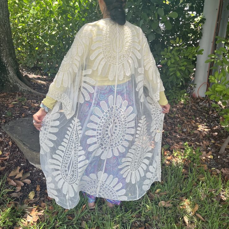 A photo of the Lace Kimono In Ivory product