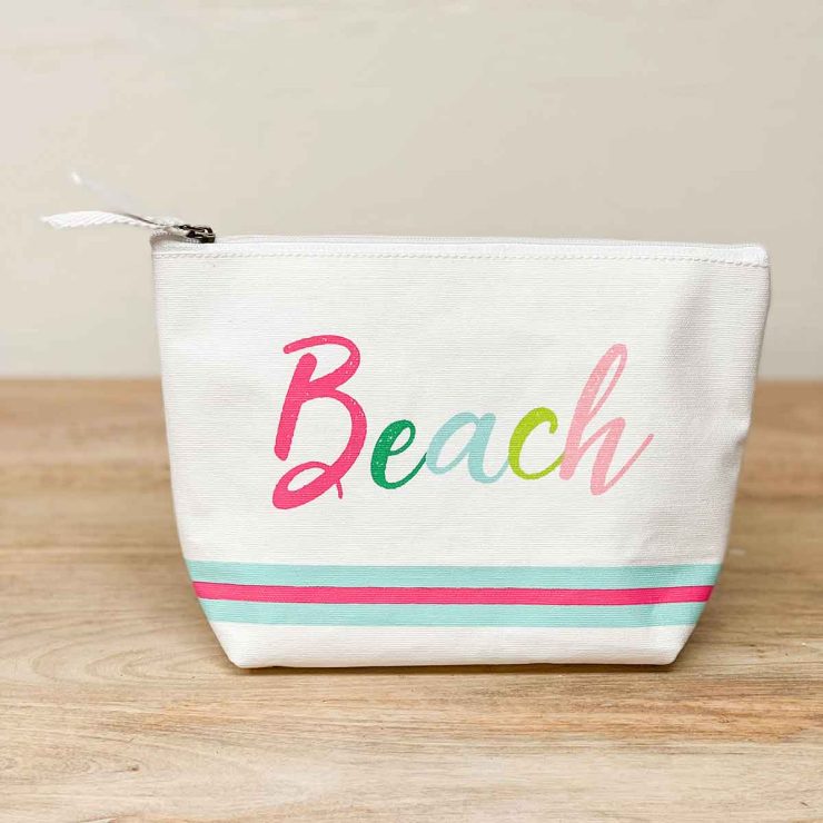 A photo of the Beach Stripe Shore Cosmetic Bag product