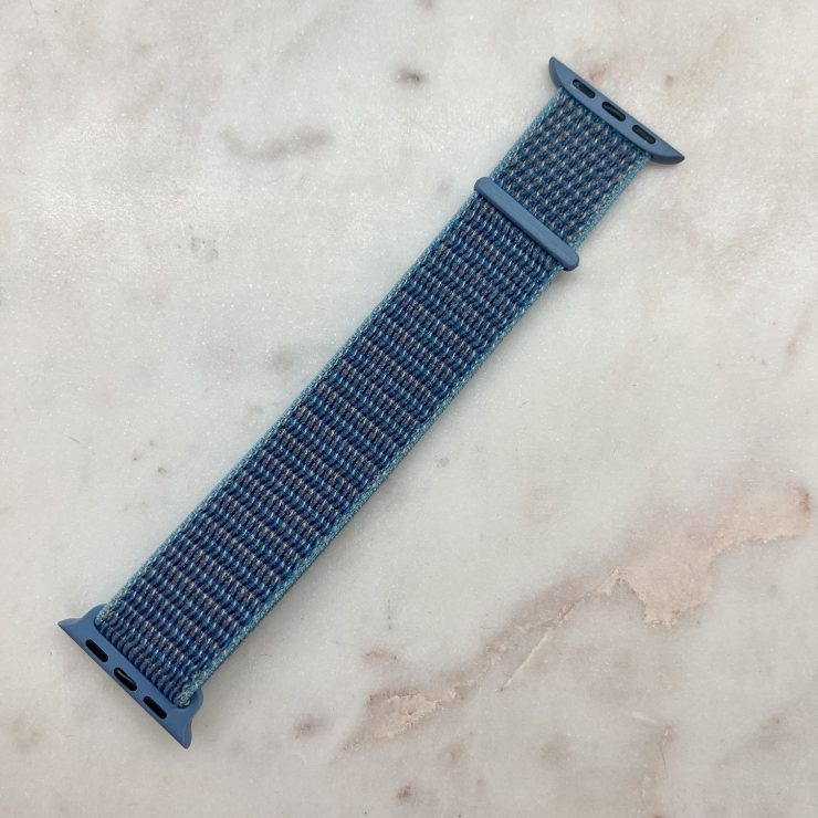 A photo of the Velcro Sport Apple Watch Band In Blue product