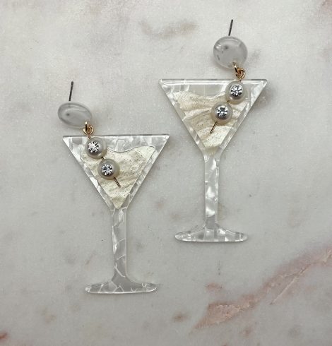 A photo of the Martini Earrings In White product