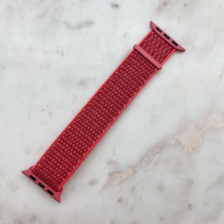 A photo of the Velcro Sport Apple Watch Band In Pink product