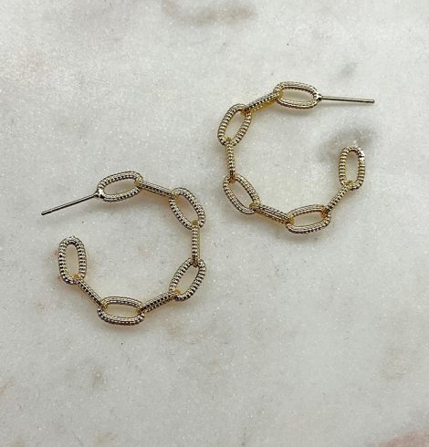A photo of the Chain Hoop Earrings In Gold product