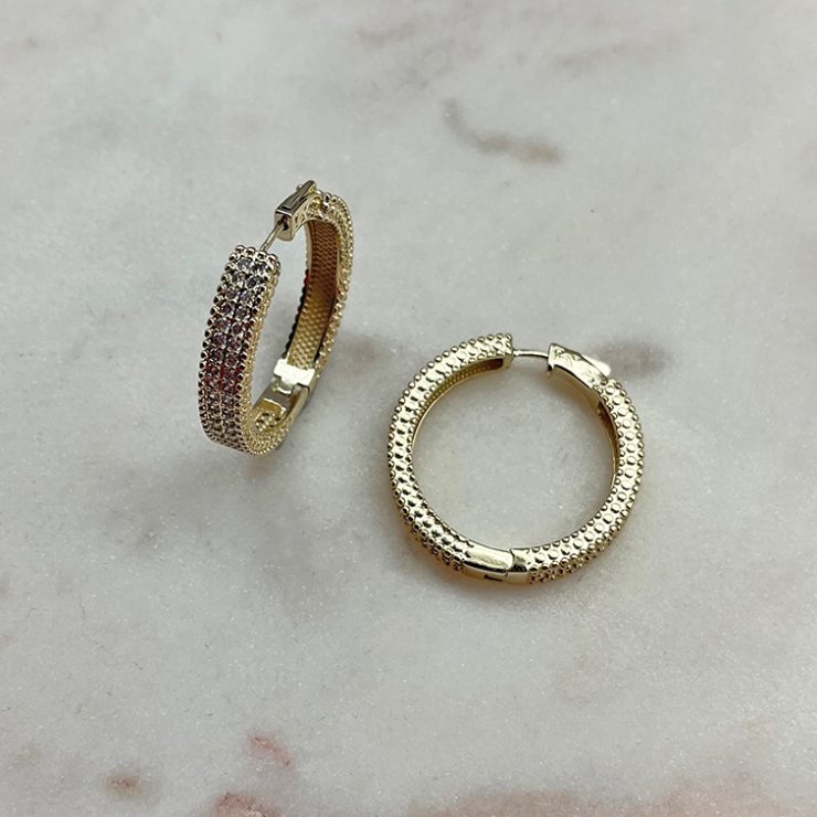 A photo of the Dotted Rhinestone Hoops product
