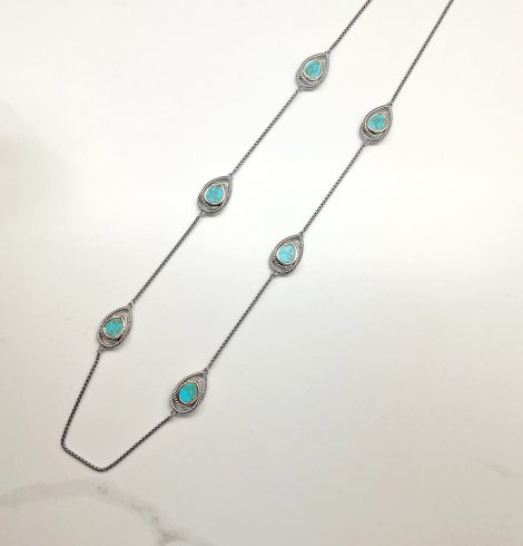 A photo of the Turquoise Teardrop Necklace product