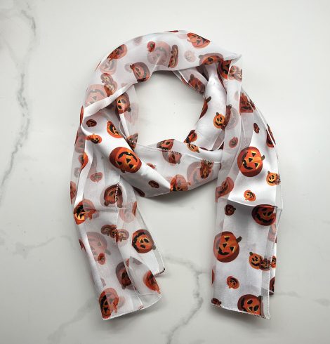 A photo of the Silky Jack-O-Lantern Scarf In White product