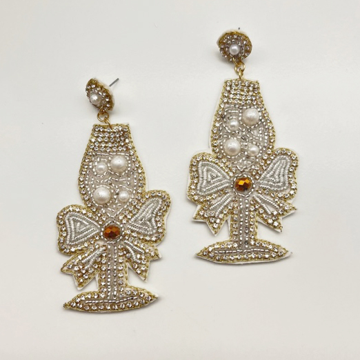 A photo of the Champagne Dreams Earrings In White product