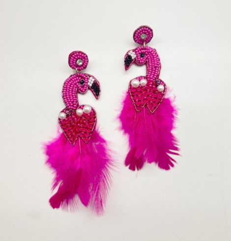A photo of the Flirty Flamingo Beaded Earrings product