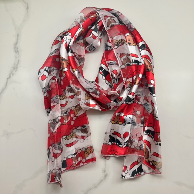 A photo of the Silky Christmas Pets Scarf In Red product