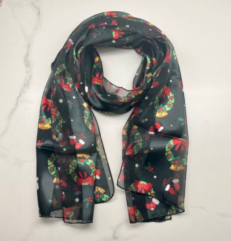 A photo of the Silky Christmas Wreath Scarf product