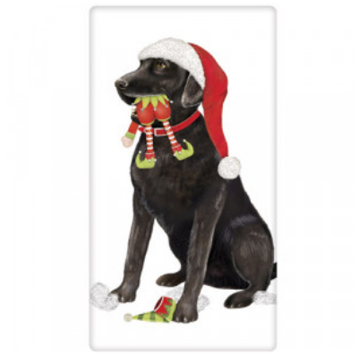 A photo of the Black Lab Elf Toy Towel product