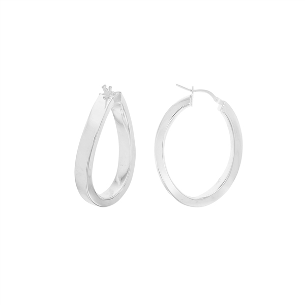 A photo of the Oval Sterling Silver Thick Twist Hoops product