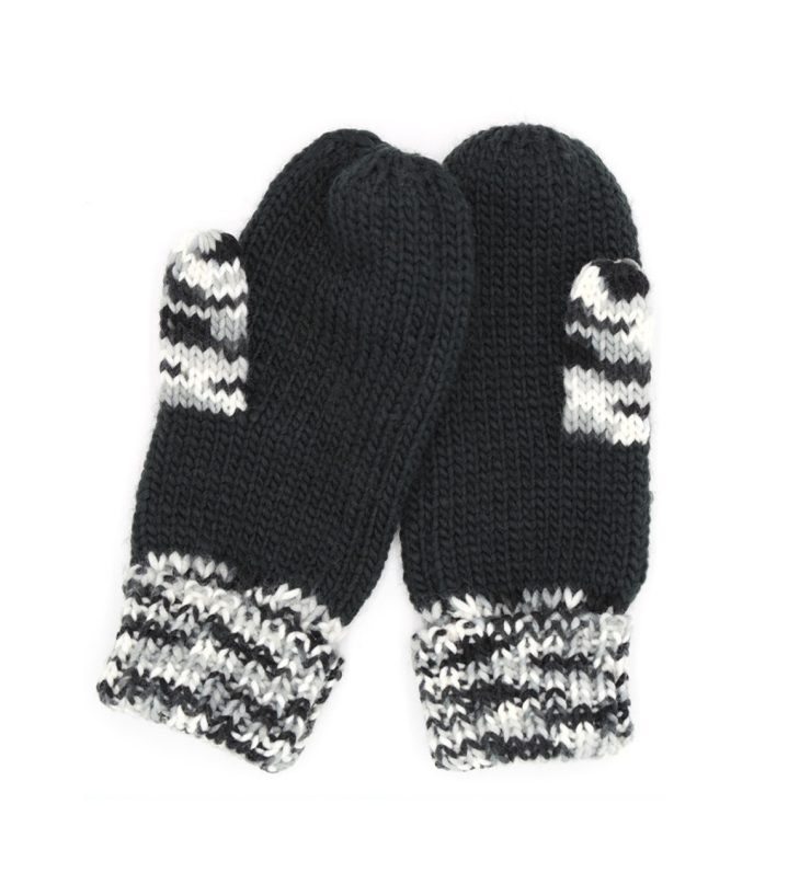 A photo of the Multi Color Fleece Mittens In Black product