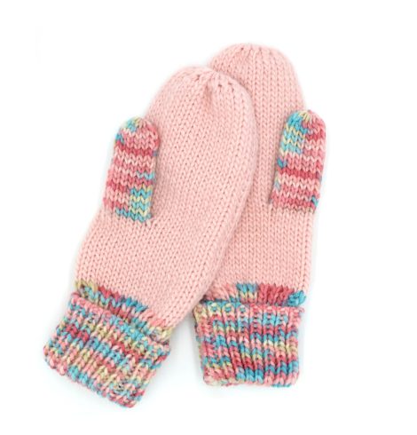 A photo of the Multi Color Fleece Mittens In Blush product