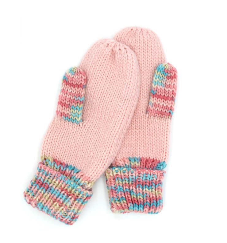 A photo of the Multi Color Fleece Mittens In Blush product